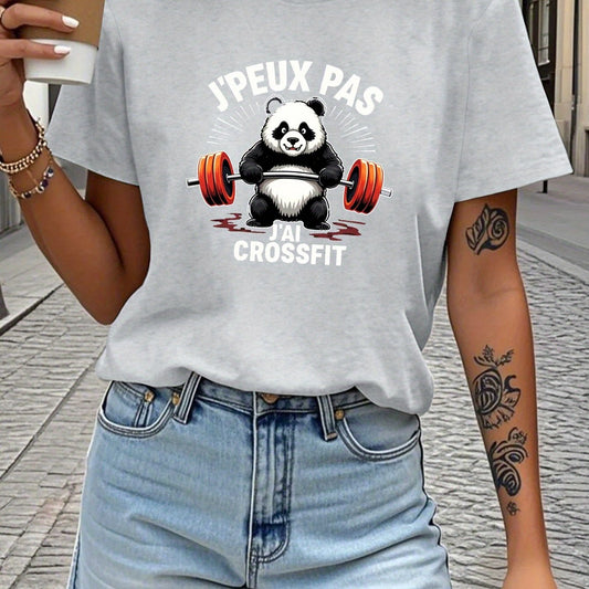 T-Shirt Femme Panda CrossFit Gris