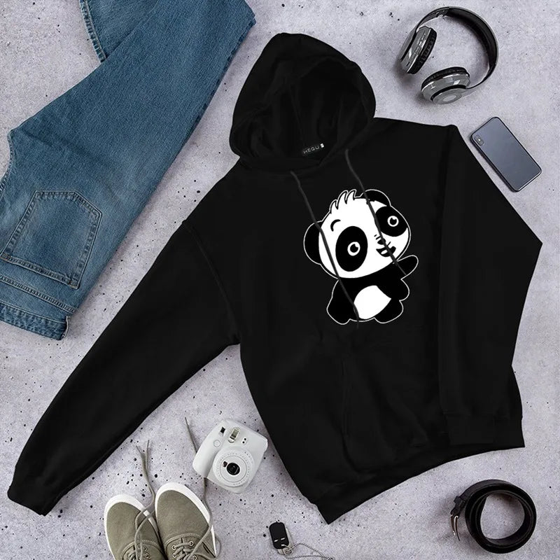 Sweat à capuche Panda Noir Homme