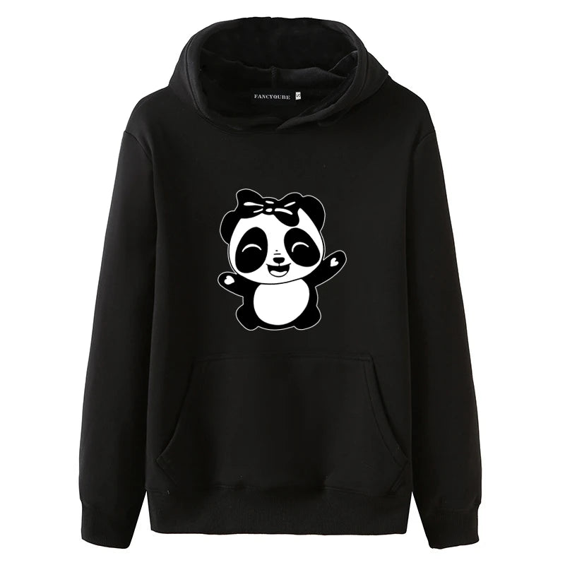 Sweat à capuche Panda Noir Femme