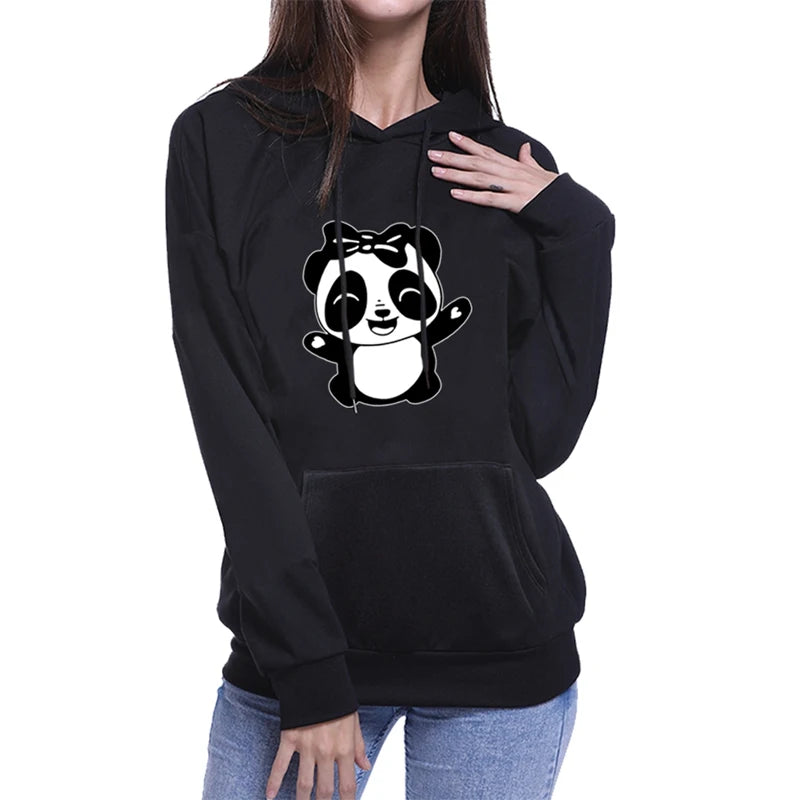 Sweat à capuche Panda Noir Femme