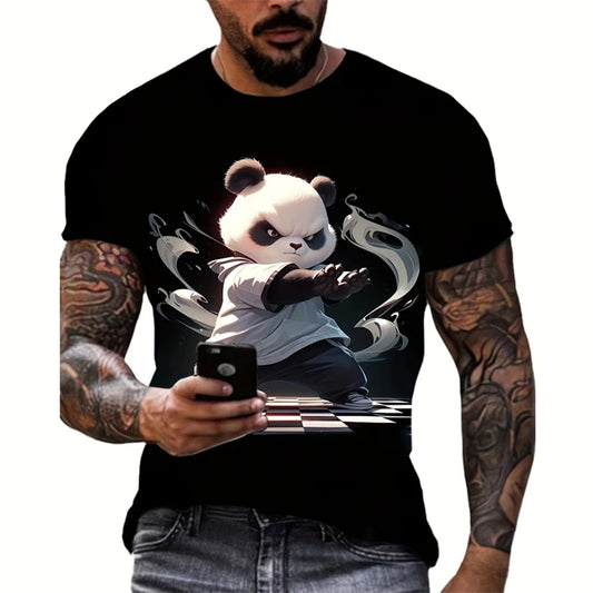 T-shirt Panda Homme Combat