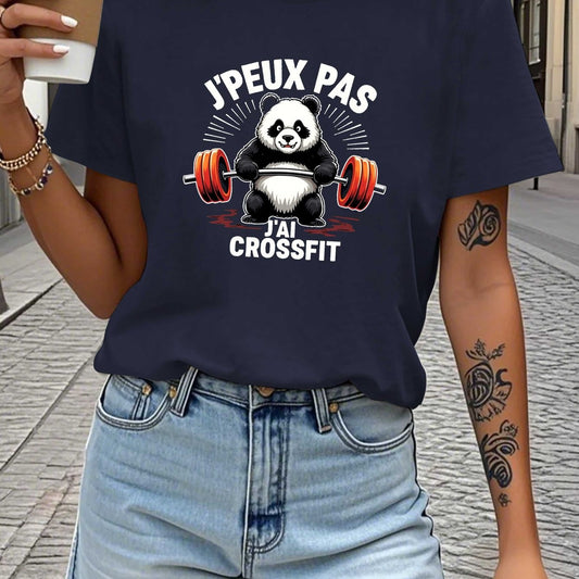 T-Shirt Femme Panda CrossFit Bleu