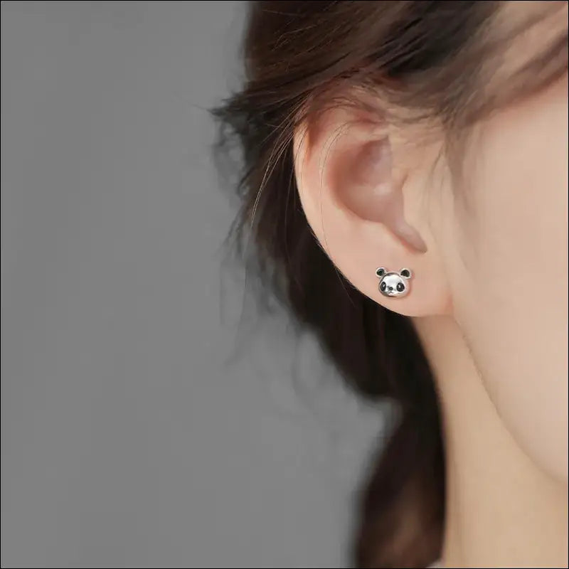 Boucle d’oreille Argent bouton Panda