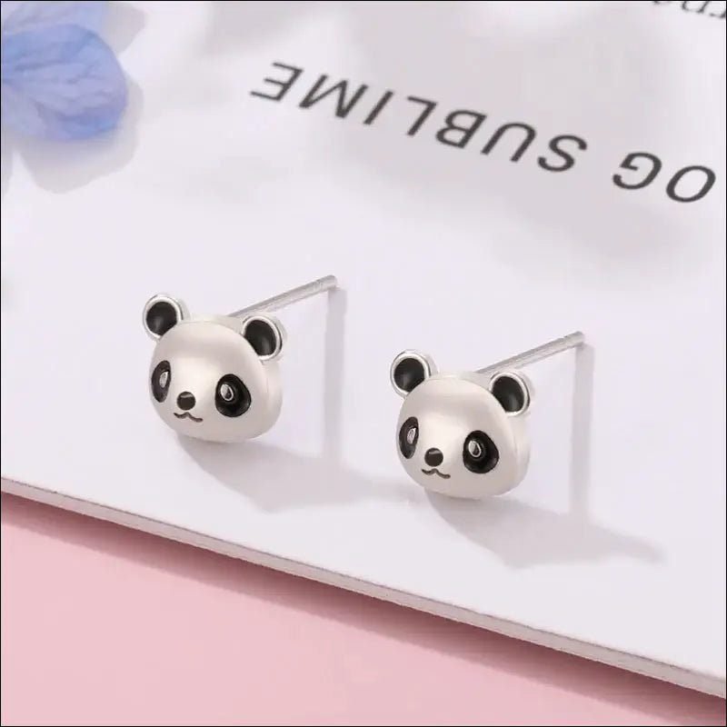 Boucle d’oreille Argent bouton Panda