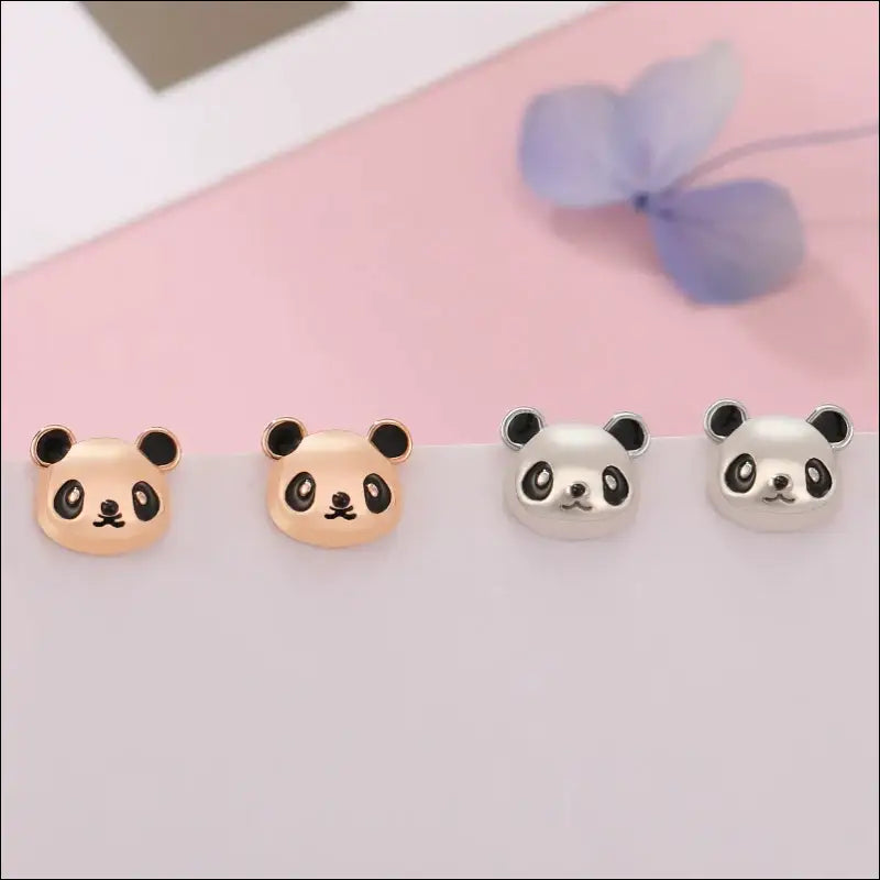 Boucle d’oreille Argent bouton Panda