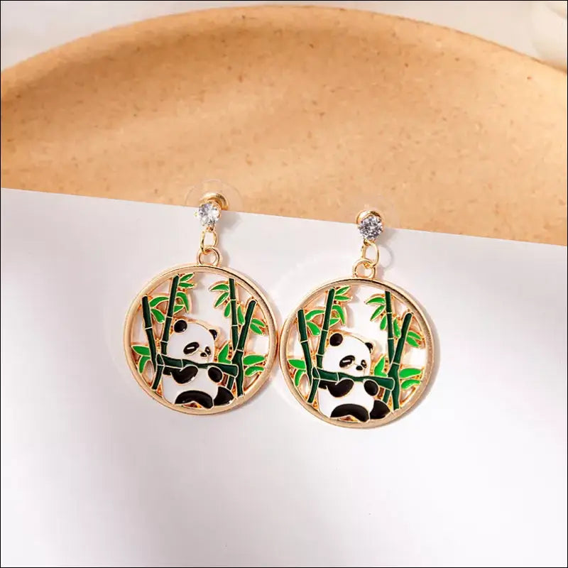 Boucle d’oreille fantaisie Panda Bambou