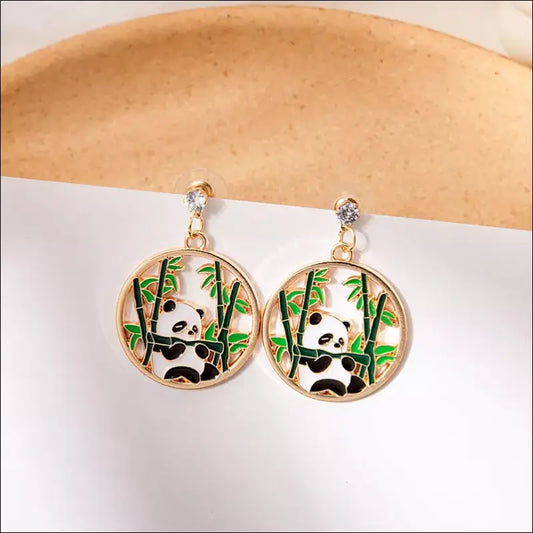 Boucle d’oreille fantaisie Panda Bambou