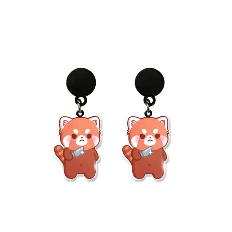 Boucle D’oreille Pendante Panda Roux