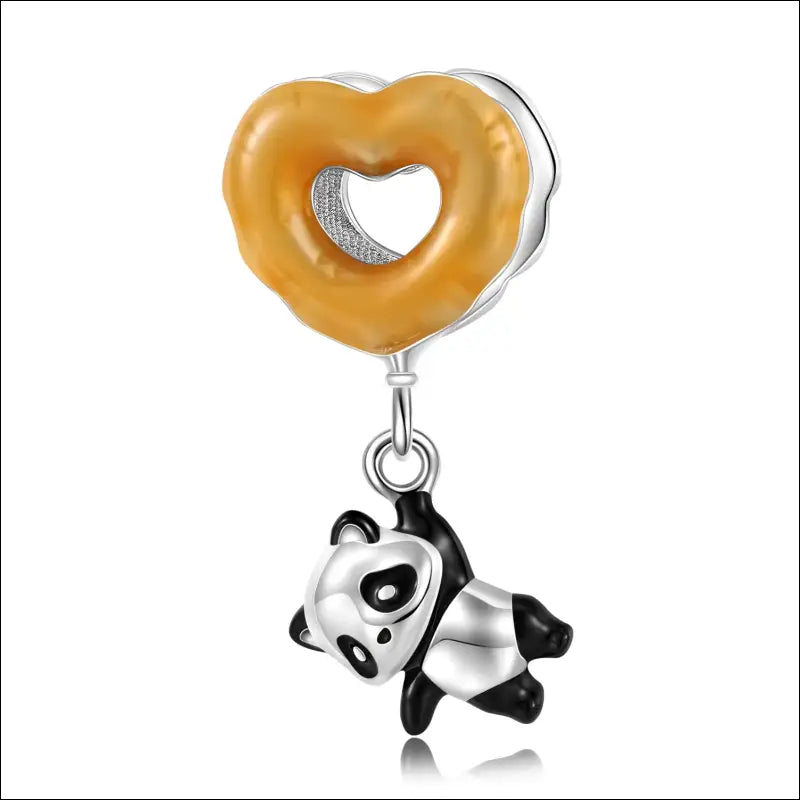 Charm Panda Argent Ballon Orange