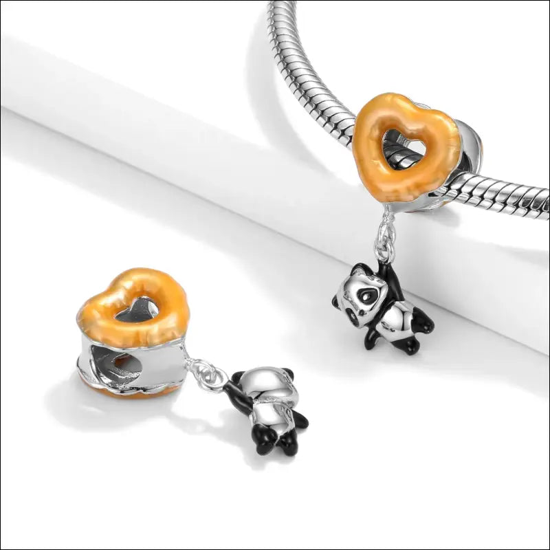 Charm Panda Argent Ballon Orange