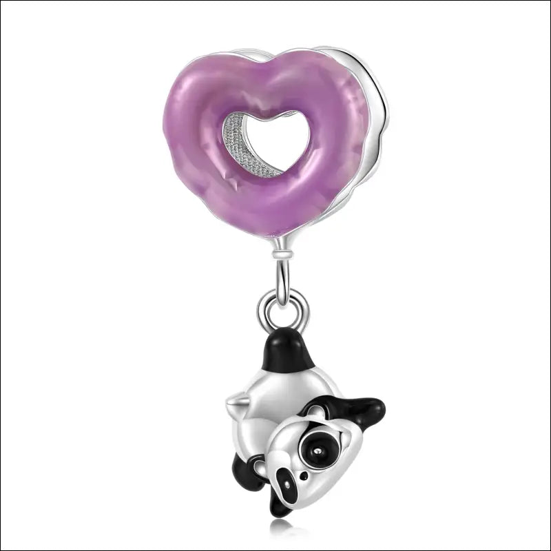 Charm Panda Argent Ballon Rose