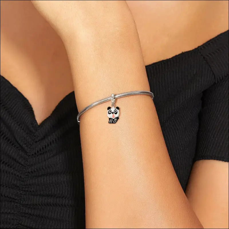 Charm Pendant Argent Panda Effrayé