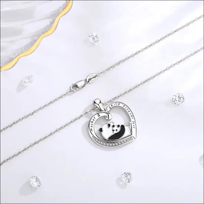 Collier Panda Argent 925 Cœur