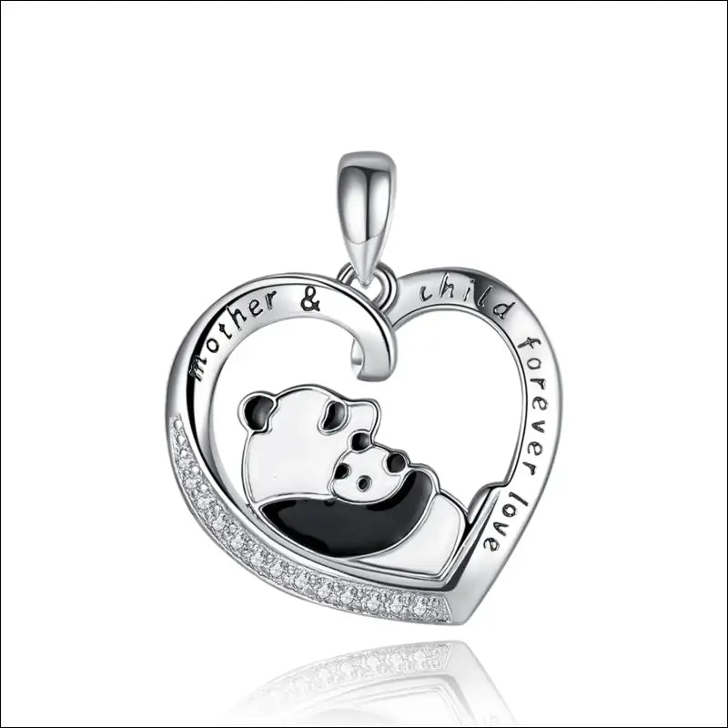 Collier Panda Argent 925 Cœur