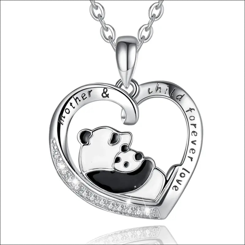 Collier Panda Argent 925 Cœur