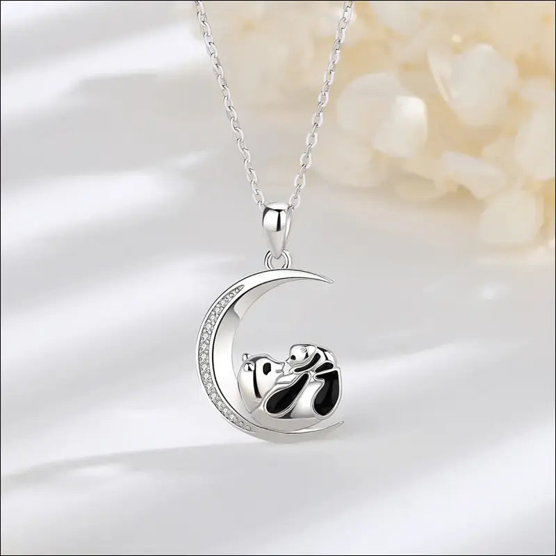 Collier Panda Argent 925 Croissant de Lune