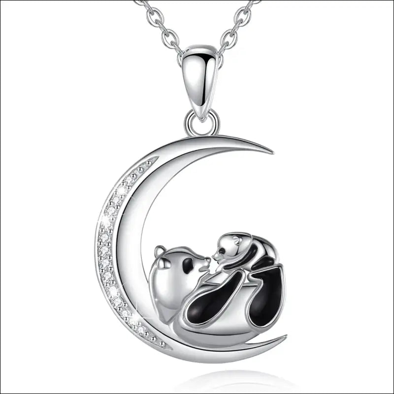 Collier Panda Argent 925 Croissant de Lune