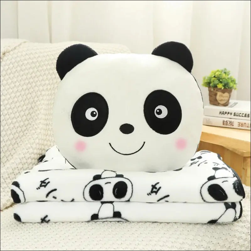 Coussin plaid tête de panda