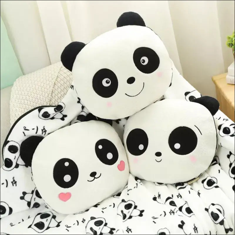 Coussin plaid tête de panda