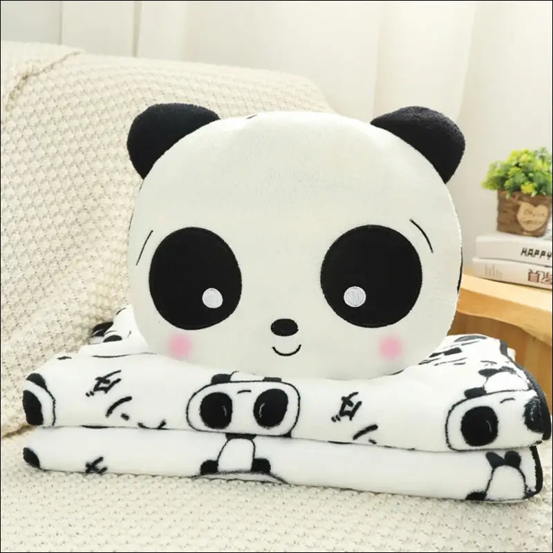 Coussin plaid tête de panda