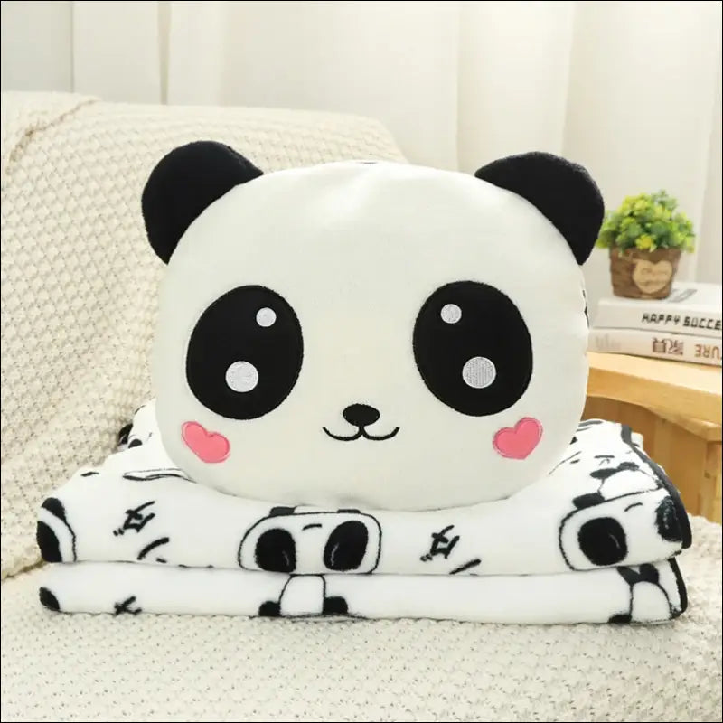 Coussin plaid tête de panda