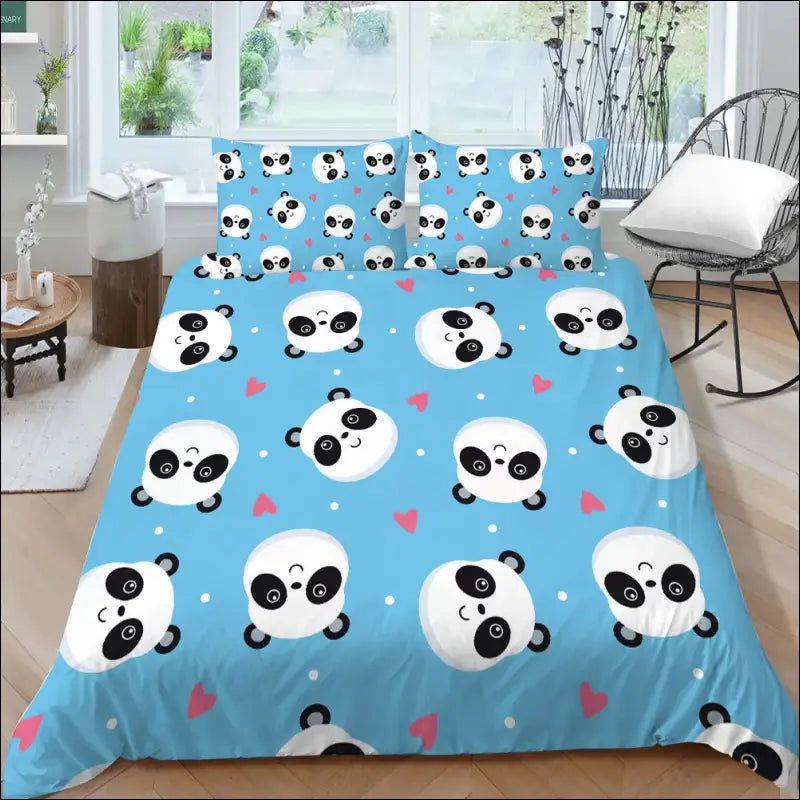 Parure de lit Panda Bleu