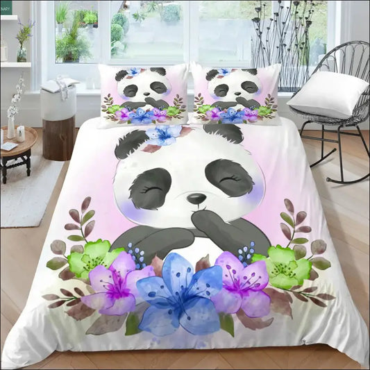 Parure de lit Panda Fleurs