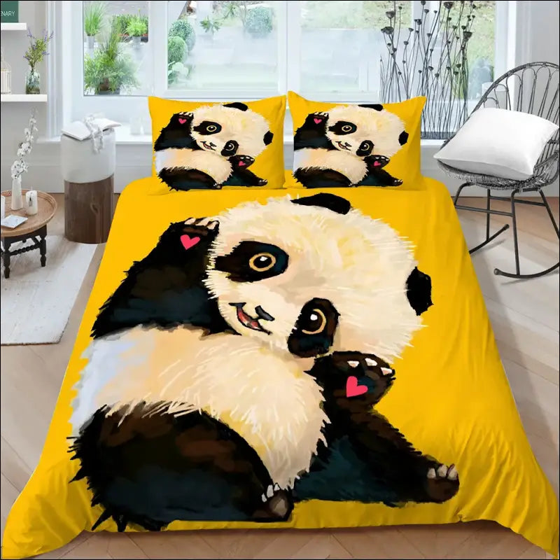 Parure de lit Panda Jaune