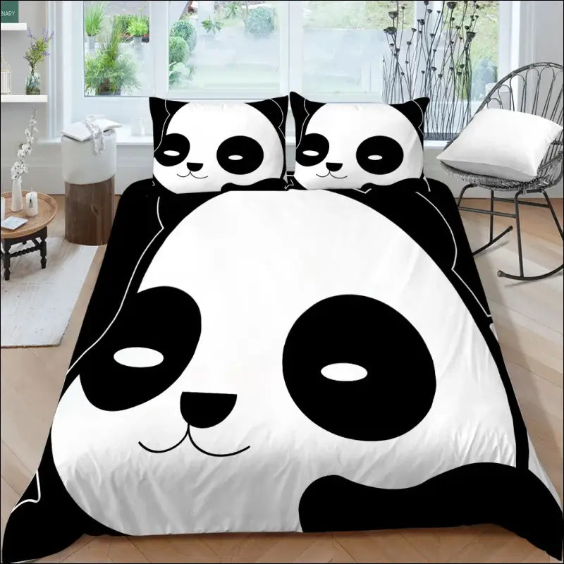 Parure de lit Panda Noir et Blanc