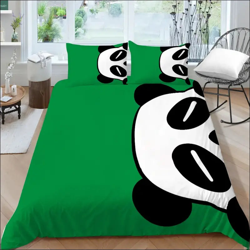 Parure de Lit Panda Vert