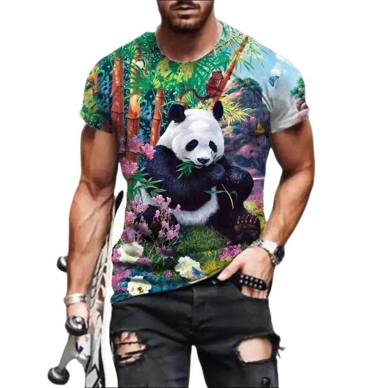 T-Shirt Panda 3D Homme Vert