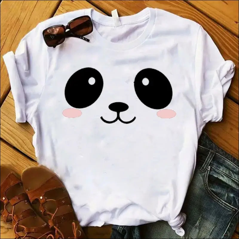 T-Shirt Panda Femme Blanc / Nœud