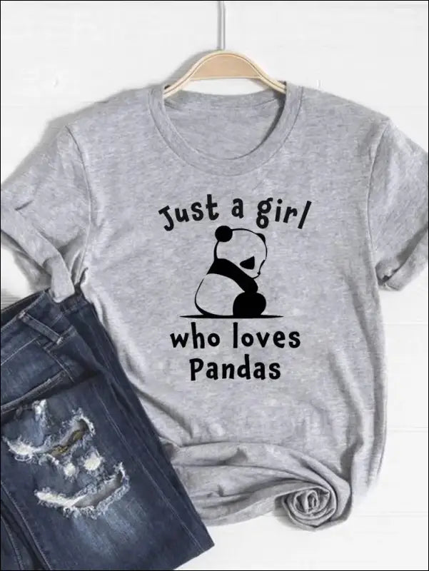 T-Shirt Panda Femme Gris S - 3XL