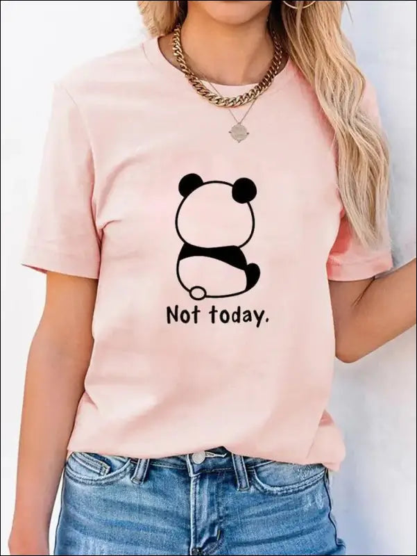 T-Shirt Panda Femme Rose Pale S - 3XL